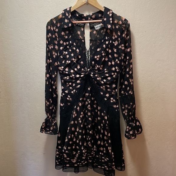 Self-Portrait Twist Front Ditsy Mini Dress Size 2 - Picture 6 of 13